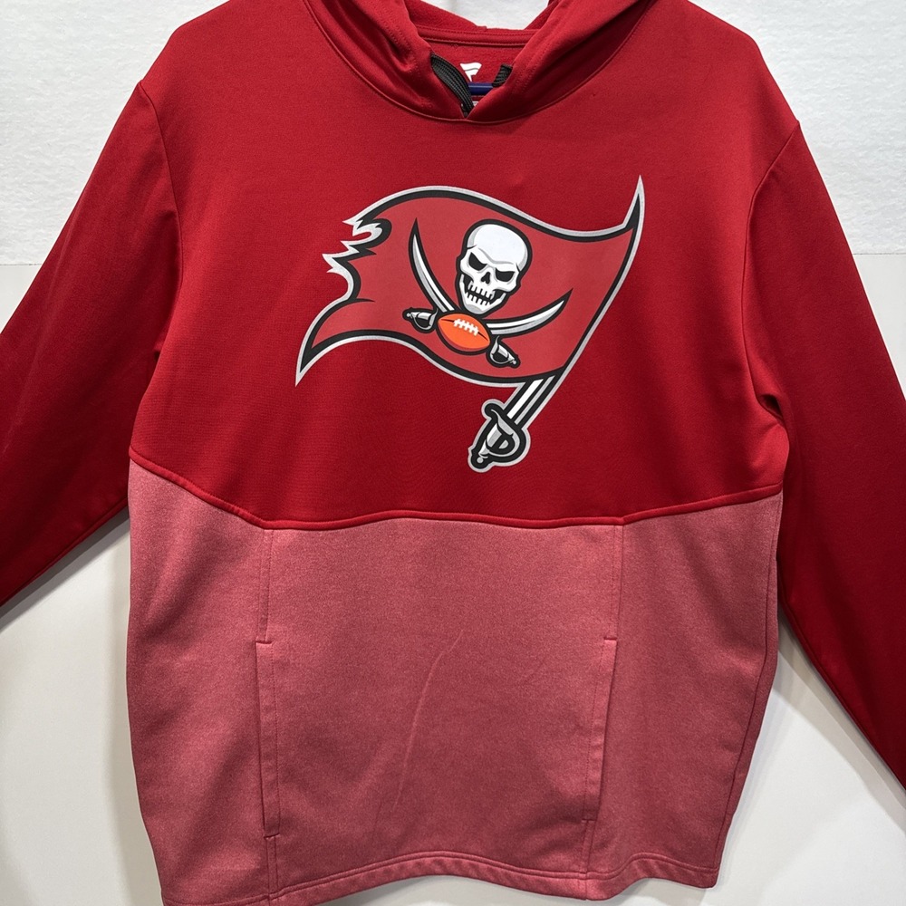 NFL Tampa‎ Bay Buccaneers Mens Size L Fanatics Pull Over Two Toned  Red Hoodie